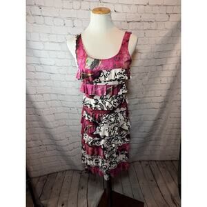 Tango Mango Black Pink White Pop Art Print Deco Print Dress Medium Sleeveless